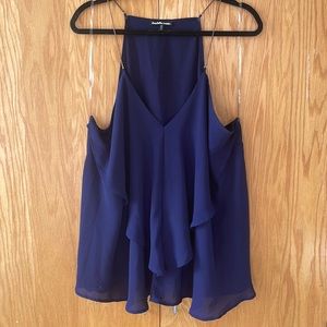 Charlotte Russe 2x Navy chain strap ruffle down bust going out top